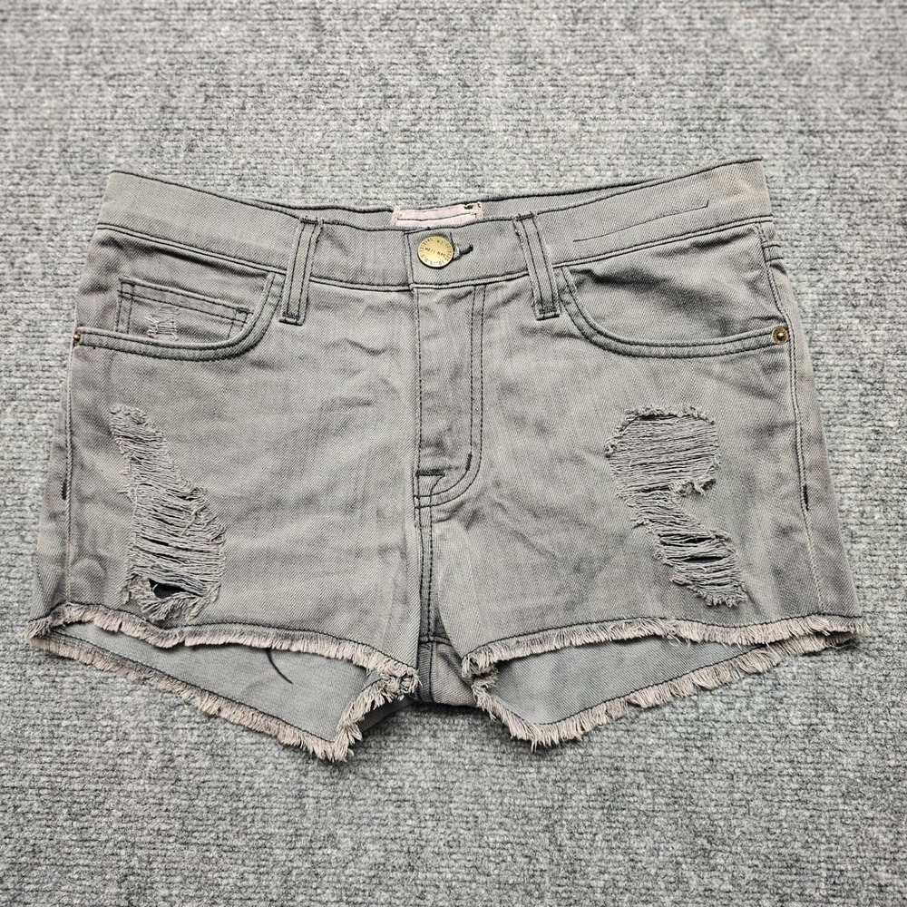 Current/Elliott The Boyfriend Short Grey Distressed Cutoff Denim Shorts Size 23